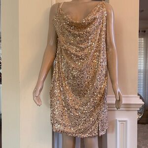Madden Girl Sparkling Gold Sequin Mini Dress